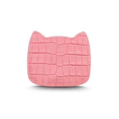 Cat-shaped leather cardholder with signature “U.S.” initials