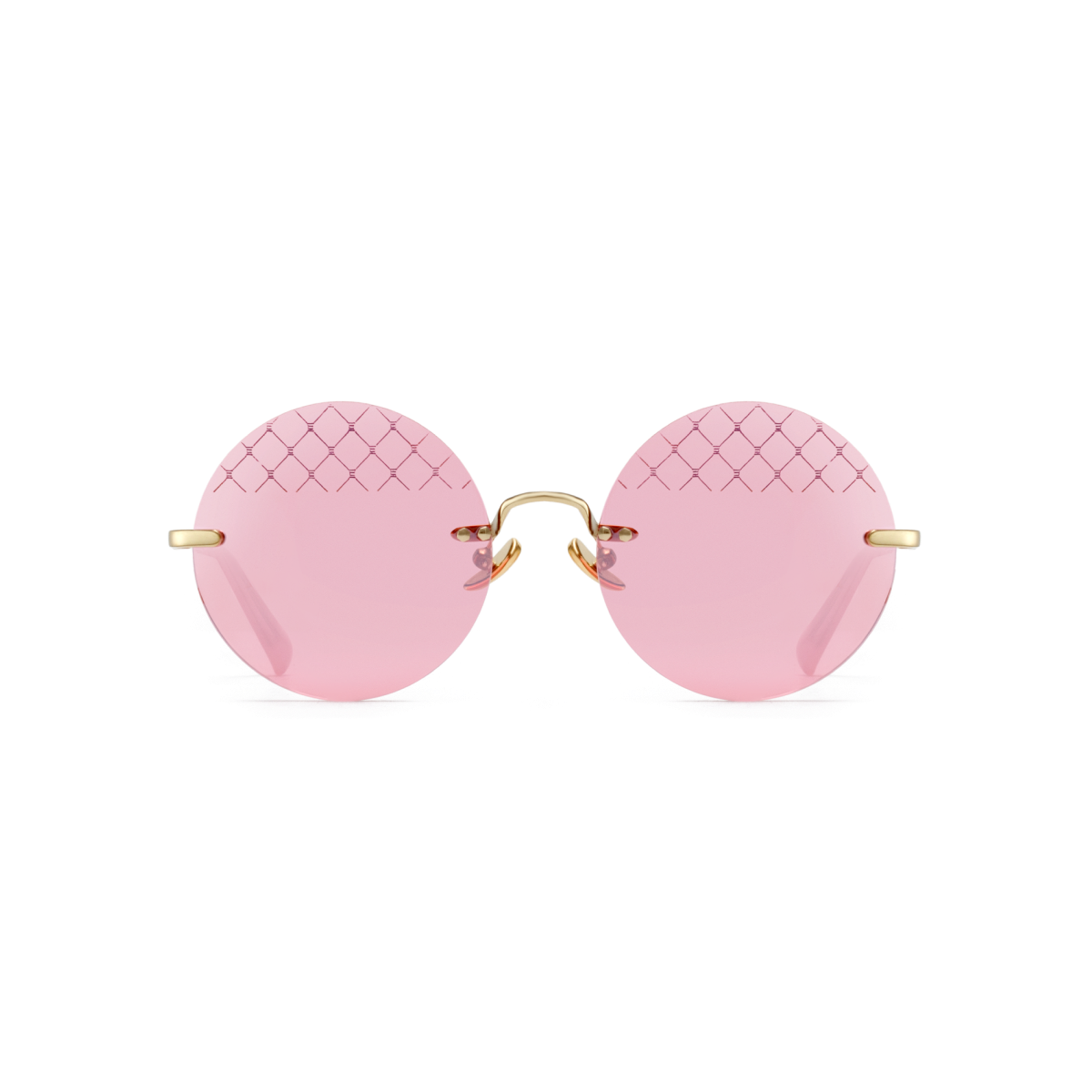 Round sunglasses with pink lenses
