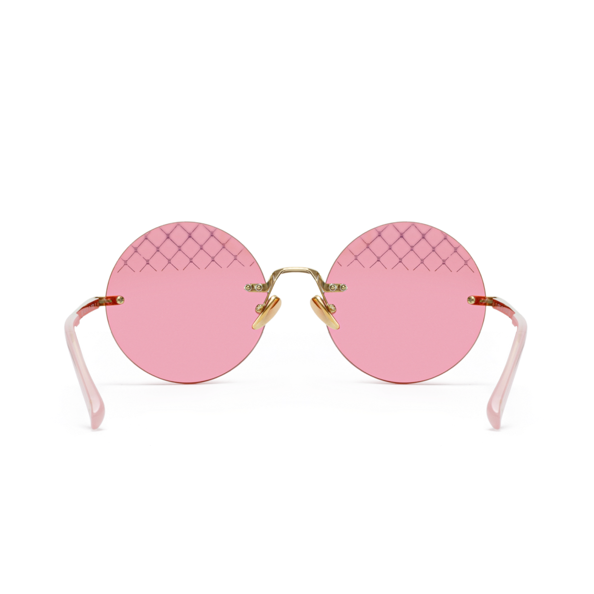 Round sunglasses with pink lenses