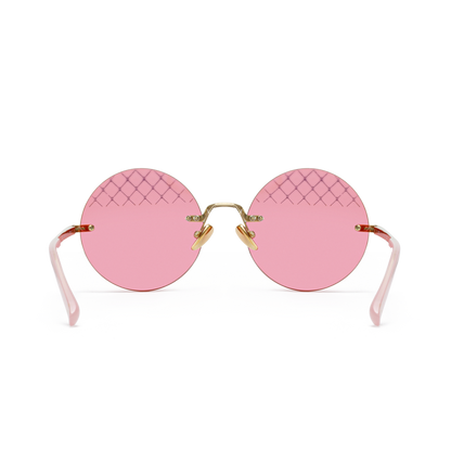 Round sunglasses with pink lenses