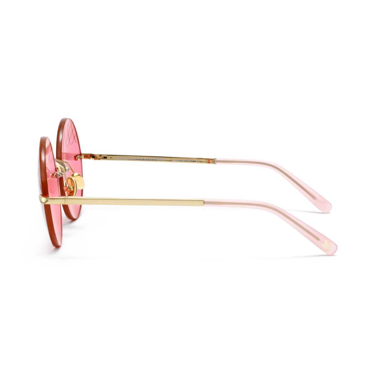 Round sunglasses with pink lenses
