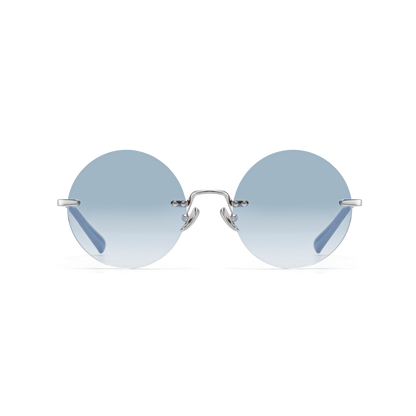 Round sunglasses with blue lenses