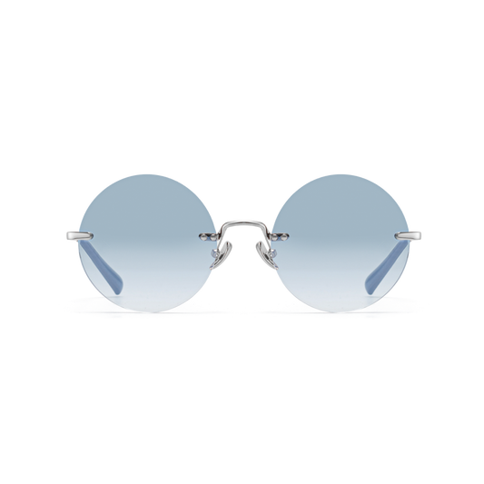 Round sunglasses with blue lenses